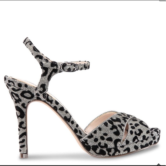 Nina Sana platform silver and black  leopard print heels size 8.5 NWT